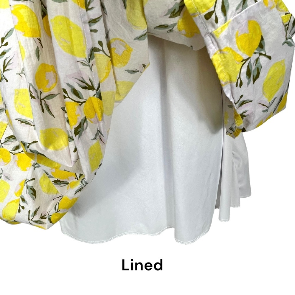 Trixxi Women's XL Lemon Print Puff Sleeve Babydoll Dress Lined Cottagecore - Picture 5 of 8